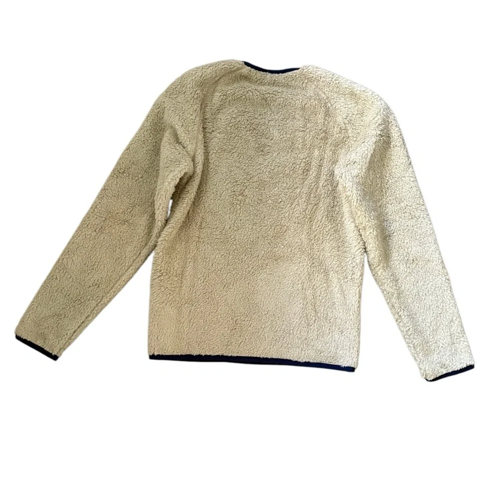 Patagonia Los Gatos Teddy High Pile Fleece Crew Neck Tan/Navy Size XS
